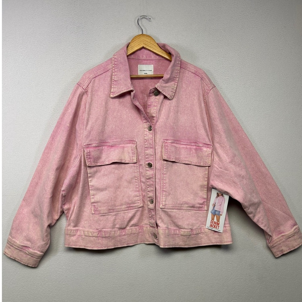 Barbiecore Acid Wash Celebrity Pink Womens XXXL Pink Denim Jacket Trucker
